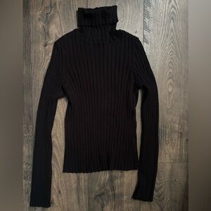 H&M Divided Black Ribbed Knit Turtle Neck